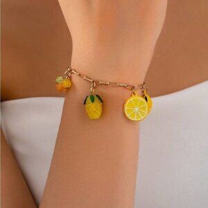 Charming Gold Lemon Charm Bracelet S907